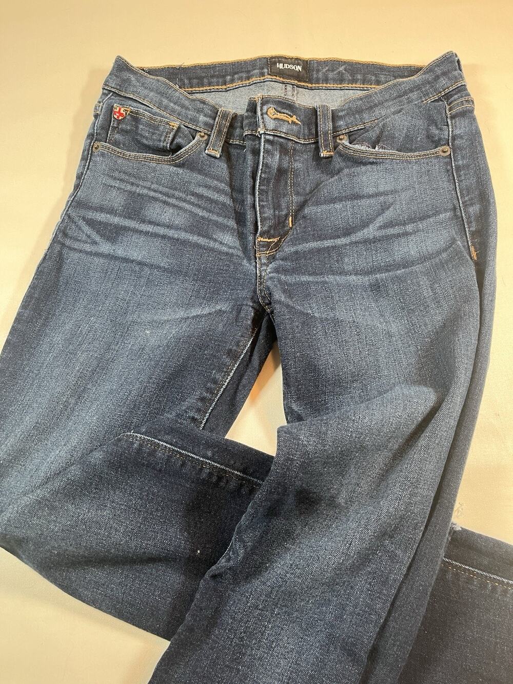 Hudson Krista Super Skinny Ankle Jeans Womens 27 Dark Wash Frayed Hem